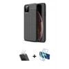MARSİLYAN™- iPhone 11 Pro Max Kılıf Doruk Klasik Özel Seri - Siyah 3D Antistatik Seramik Nano Ekran Koruyucu + Kamera Lens Koruma Cam - SF