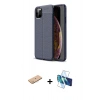 MARSİLYAN™- iPhone 11 Pro Max Kılıf Doruk Klasik Özel Seri - Siyah 3D Antistatik Seramik Nano Ekran Koruyucu + Renkli Kamera Lens Koruma Cam - PE