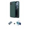MARSİLYAN™- iPhone 11 Pro Max Kılıf Doruk Klasik Özel Seri - Siyah 3D Antistatik Seramik Nano Ekran Koruyucu + Metal Kamera Lens Koruma Cam - SH