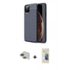 MARSİLYAN™- iPhone 11 Pro Max Kılıf Doruk Klasik Özel Seri - Siyah 6D Mat Seramik Hayalet Nano Ekran Koruyucu + Pers Alüminyum Kamera Lens - YL