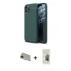 MARSİLYAN™- iPhone 11 Pro Max Kılıf Doruk Klasik Özel Seri - Siyah 6D Mat Seramik Hayalet Nano Ekran Koruyucu + Rainbow Kamera Lens Koruma Cam - YL