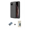 MARSİLYAN™- iPhone 11 Pro Max Kılıf Doruk Klasik Özel Seri - Siyah 6D Mat Seramik Hayalet Nano Ekran Koruyucu + Siyah Metal Kamera Lens Koruma Cam