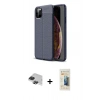 MARSİLYAN™- iPhone 11 Pro Max Kılıf Doruk Klasik Özel Seri - Siyah 6D Mat Seramik Hayalet Nano Ekran Koruyucu + Pers Alüminyum Kamera Lens - SH