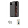 MARSİLYAN™- iPhone 11 Pro Max Kılıf Doruk Klasik Özel Seri - Siyah 6D Mat Seramik Hayalet Nano Ekran Koruyucu + Pers Alüminyum Kamera Lens - YL