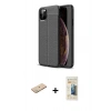 MARSİLYAN™- iPhone 11 Pro Max Kılıf Doruk Klasik Özel Seri - Siyah 6D Mat Seramik Hayalet Nano Ekran Koruyucu + Renkli Kamera Lens Koruma Cam - YL