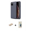MARSİLYAN™- iPhone 11 Pro Max Kılıf Doruk Klasik Özel Seri - Siyah 6D Mat Seramik Hayalet Nano Ekran Koruyucu + Renkli Kamera Lens Koruma Cam - YL