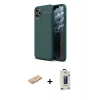 MARSİLYAN™- iPhone 11 Pro Max Kılıf Doruk Klasik Özel Seri - Siyah Bilvis Hayalet Cam Ekran Koruyucu + Renkli Kamera Lens Koruma Cam - PE