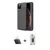 MARSİLYAN™- iPhone 11 Pro Max Kılıf Doruk Klasik Özel Seri - Siyah Bilvis Hayalet Cam Ekran Koruyucu + Kamera Lens Koruma Cam - SF