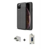 MARSİLYAN™- iPhone 11 Pro Max Kılıf Doruk Klasik Özel Seri - Siyah Bilvis Hayalet Cam Ekran Koruyucu + Pers Alüminyum Kamera Lens - YL