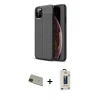 MARSİLYAN™- iPhone 11 Pro Max Kılıf Doruk Klasik Özel Seri - Siyah Bilvis Hayalet Cam Ekran Koruyucu + Rainbow Kamera Lens Koruma Cam - YL
