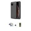 MARSİLYAN™- iPhone 11 Pro Max Kılıf Doruk Klasik Özel Seri - Siyah Joko Magic 5D Hayalet Cam + Pers Alüminyum Kamera Lens - LT