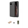 MARSİLYAN™- iPhone 11 Pro Max Kılıf Doruk Klasik Özel Seri - Siyah Joko Magic 5D Hayalet Cam + Renkli Kamera Lens Koruma Cam - TU