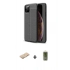 MARSİLYAN™- iPhone 11 Pro Max Kılıf Doruk Klasik Özel Seri - Siyah Joko Magic 5D Hayalet Cam + Yeşil Renkli Kamera Lens Koruma Cam