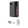 MARSİLYAN™- iPhone 11 Pro Max Kılıf Doruk Klasik Özel Seri - Siyah Mat Seramik Nano Ekran Koruyucu + Pers Alüminyum Kamera Lens - KI