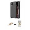 MARSİLYAN™- iPhone 11 Pro Max Kılıf Doruk Klasik Özel Seri - Siyah Mat Seramik Nano Ekran Koruyucu + Renkli Kamera Lens Koruma Cam - PE