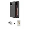 MARSİLYAN™- iPhone 11 Pro Max Kılıf Doruk Klasik Özel Seri - Siyah Mat Seramik Nano Ekran Koruyucu + Pers Alüminyum Kamera Lens - SH