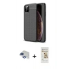 MARSİLYAN™- iPhone 11 Pro Max Kılıf Doruk Klasik Özel Seri - Siyah Mat Seramik Nano Ekran Koruyucu + Pers Alüminyum Kamera Lens - LT