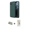 MARSİLYAN™- iPhone 11 Pro Max Kılıf Doruk Klasik Özel Seri - Siyah Mat Seramik Nano Ekran Koruyucu + Rainbow Kamera Lens Koruma Cam - GD