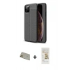 MARSİLYAN™- iPhone 11 Pro Max Kılıf Doruk Klasik Özel Seri - Siyah Mat Seramik Nano Ekran Koruyucu + Rainbow Kamera Lens Koruma Cam - GD