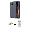 MARSİLYAN™- iPhone 11 Pro Max Kılıf Doruk Klasik Özel Seri - Siyah Mat Seramik Nano Ekran Koruyucu + Renkli Kamera Lens Koruma Cam - YL