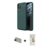 MARSİLYAN™- iPhone 11 Pro Max Kılıf Doruk Klasik Özel Seri - Siyah Mat Seramik Nano Ekran Koruyucu + Rainbow Kamera Lens Koruma Cam - YL