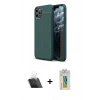 MARSİLYAN™- iPhone 11 Pro Max Kılıf Doruk Klasik Özel Seri - Siyah Polymer Nano Ekran Koruyucu + Kamera Lens Koruma Cam - SF