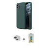 MARSİLYAN™- iPhone 11 Pro Max Kılıf Doruk Klasik Özel Seri - Siyah Polymer Nano Ekran Koruyucu + Pers Alüminyum Kamera Lens - SH