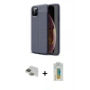MARSİLYAN™- iPhone 11 Pro Max Kılıf Doruk Klasik Özel Seri - Siyah Polymer Nano Ekran Koruyucu + Yeşil Pers Alüminyum Kamera Lens
