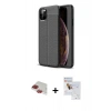 MARSİLYAN™- iPhone 11 Pro Max Kılıf Doruk Klasik Özel Seri - Siyah Seramik Nano Ekran Koruyucu + Pers Alüminyum Kamera Lens - KI