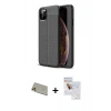 MARSİLYAN™- iPhone 11 Pro Max Kılıf Doruk Klasik Özel Seri - Siyah Seramik Nano Ekran Koruyucu + Rainbow Kamera Lens Koruma Cam - GD