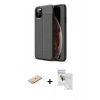 MARSİLYAN™- iPhone 11 Pro Max Kılıf Doruk Klasik Özel Seri - Siyah Seramik Nano Ekran Koruyucu + Renkli Kamera Lens Koruma Cam - MI