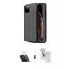 MARSİLYAN™- iPhone 11 Pro Max Kılıf Doruk Klasik Özel Seri - Siyah Seramik Nano Ekran Koruyucu + Kamera Lens Koruma Cam - SF