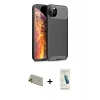 MARSİLYAN™- iPhone 11 Pro Max Kılıf Eksen Form Prime - Şeffaf Pasifik Cam Ekran Koruyucu + Rainbow Kamera Lens Koruma Cam - GD