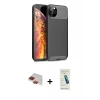 MARSİLYAN™- iPhone 11 Pro Max Kılıf Eksen Form Prime - Şeffaf Pasifik Cam Ekran Koruyucu + Pers Alüminyum Kamera Lens - KI