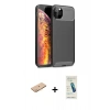 MARSİLYAN™- iPhone 11 Pro Max Kılıf Eksen Form Prime - Şeffaf Pasifik Cam Ekran Koruyucu + Renkli Kamera Lens Koruma Cam - TU