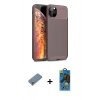 MARSİLYAN™- iPhone 11 Pro Max Kılıf Eksen Form Prime - Siyah 18D Cam Ekran Koruyucu + Metal Kamera Lens Koruma Cam - GS