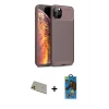 MARSİLYAN™- iPhone 11 Pro Max Kılıf Eksen Form Prime - Siyah 18D Cam Ekran Koruyucu + Rainbow Kamera Lens Koruma Cam - GD