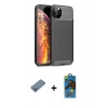 MARSİLYAN™- iPhone 11 Pro Max Kılıf Eksen Form Prime - Siyah 18D Cam Ekran Koruyucu + Shine Kamera Lens Koruma Cam - MI