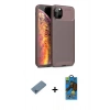 MARSİLYAN™- iPhone 11 Pro Max Kılıf Eksen Form Prime - Siyah 18D Cam Ekran Koruyucu + Shine Kamera Lens Koruma Cam - MI