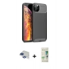 MARSİLYAN™- iPhone 11 Pro Max Kılıf Eksen Form Prime - Siyah 20D Premium Cam Ekran Koruyucu + Pers Alüminyum Kamera Lens - LT
