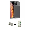 MARSİLYAN™- iPhone 11 Pro Max Kılıf Eksen Form Prime - Siyah 20D Premium Cam Ekran Koruyucu + Rainbow Kamera Lens Koruma Cam - YL