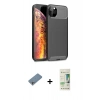 MARSİLYAN™- iPhone 11 Pro Max Kılıf Eksen Form Prime - Siyah 20D Premium Cam Ekran Koruyucu + Shine Kamera Lens Koruma Cam - GS