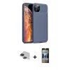 MARSİLYAN™- iPhone 11 Pro Max Kılıf Eksen Form Prime - Siyah 34D Hayalet Izgaralı Cam + Pers Alüminyum Kamera Lens - SH