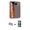 MARSİLYAN™- iPhone 11 Pro Max Kılıf Eksen Form Prime - Siyah 34D Hayalet Izgaralı Cam + Rainbow Kamera Lens Koruma Cam - GD