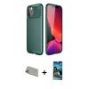 MARSİLYAN™- iPhone 11 Pro Max Kılıf Eksen Form Prime - Siyah 34D Izgaralı Cam + Rainbow Kamera Lens Koruma Cam - GD