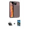 MARSİLYAN™- iPhone 11 Pro Max Kılıf Eksen Form Prime - Siyah 34D Izgaralı Cam + Şeffaf Kamera Lens Koruma Cam