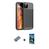 MARSİLYAN™- iPhone 11 Pro Max Kılıf Eksen Form Prime - Siyah 34D Izgaralı Cam + Shine Kamera Lens Koruma Cam - GS