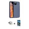 MARSİLYAN™- iPhone 11 Pro Max Kılıf Eksen Form Prime - Siyah 34D Izgaralı Cam + Yeşil Pers Alüminyum Kamera Lens