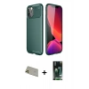 MARSİLYAN™- iPhone 11 Pro Max Kılıf Eksen Form Prime - Siyah 360 Mat Full Body Arka Koruyucu + Gold Rainbow Kamera Lens Koruma Cam