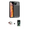 MARSİLYAN™- iPhone 11 Pro Max Kılıf Eksen Form Prime - Siyah 360 Mat Full Body Arka Koruyucu + Pers Alüminyum Kamera Lens - KI